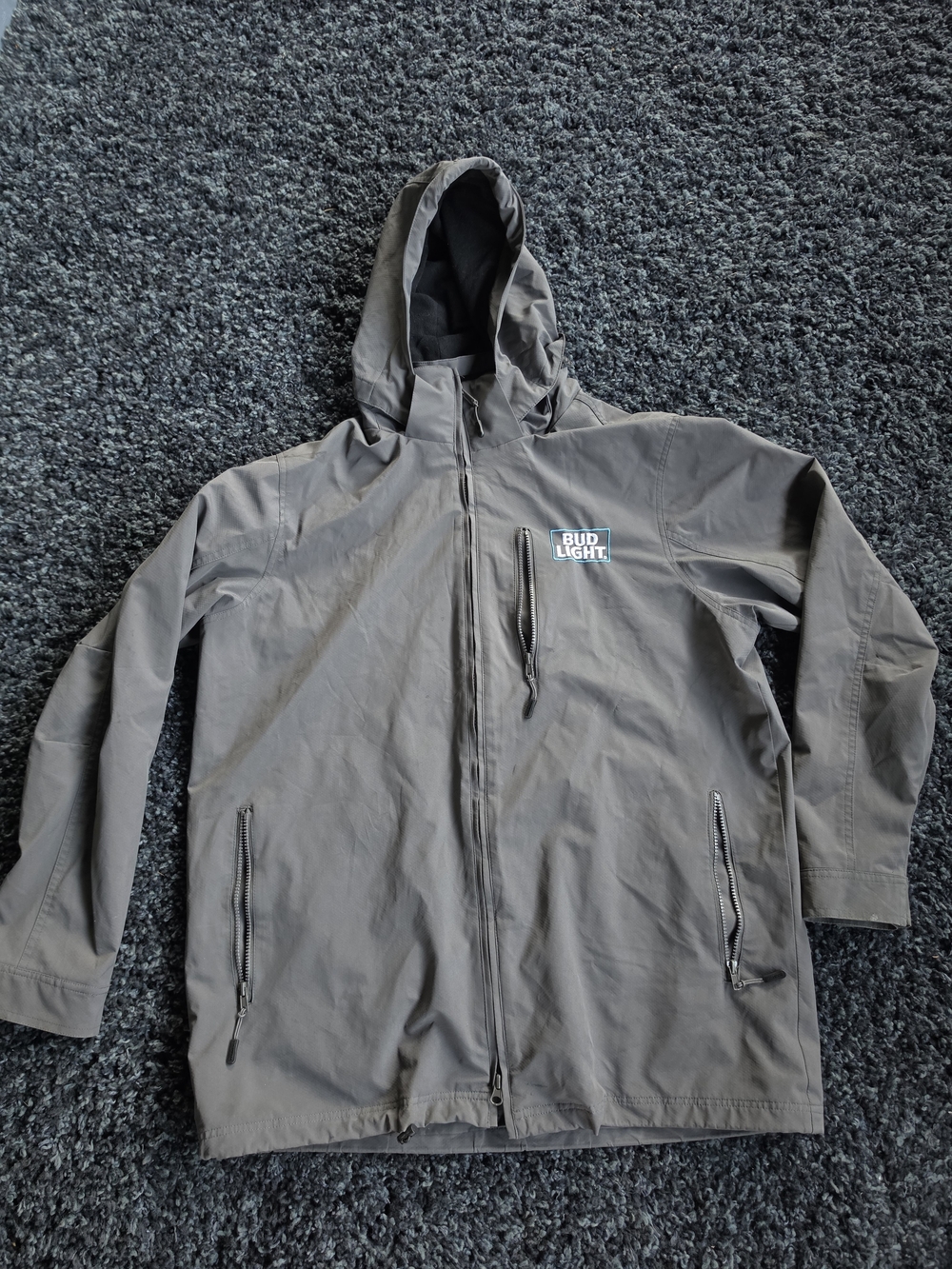 Bud Light Budweiser Beer logo Double Jacket With Hood - 2 in 1 Size L Very Warm